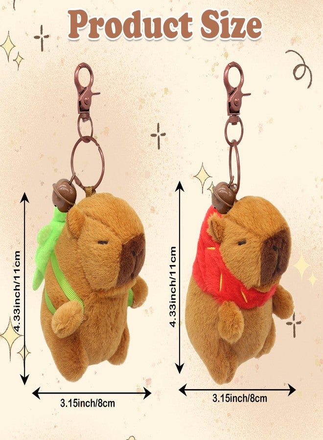 WUEURU 4 Pcs Capybara Plush Keychain Toy,Capybara Stuffed Animals Toy 4'' Cute Capybara Plush Toy Doll Key Chain for Party Graduation Gifts Birthday Gift - Image 2